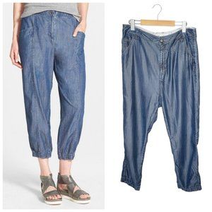 Mavi Chambray Pants Lyric High Rise Tapered Leg Lyocell Lightweight Blue 30